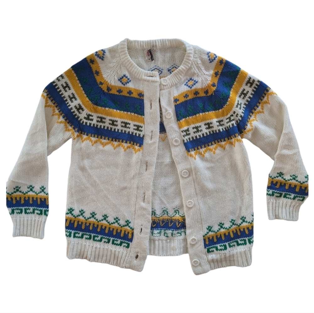 Vintage Knit Cardigan Sweater Fairisle Womens Medium